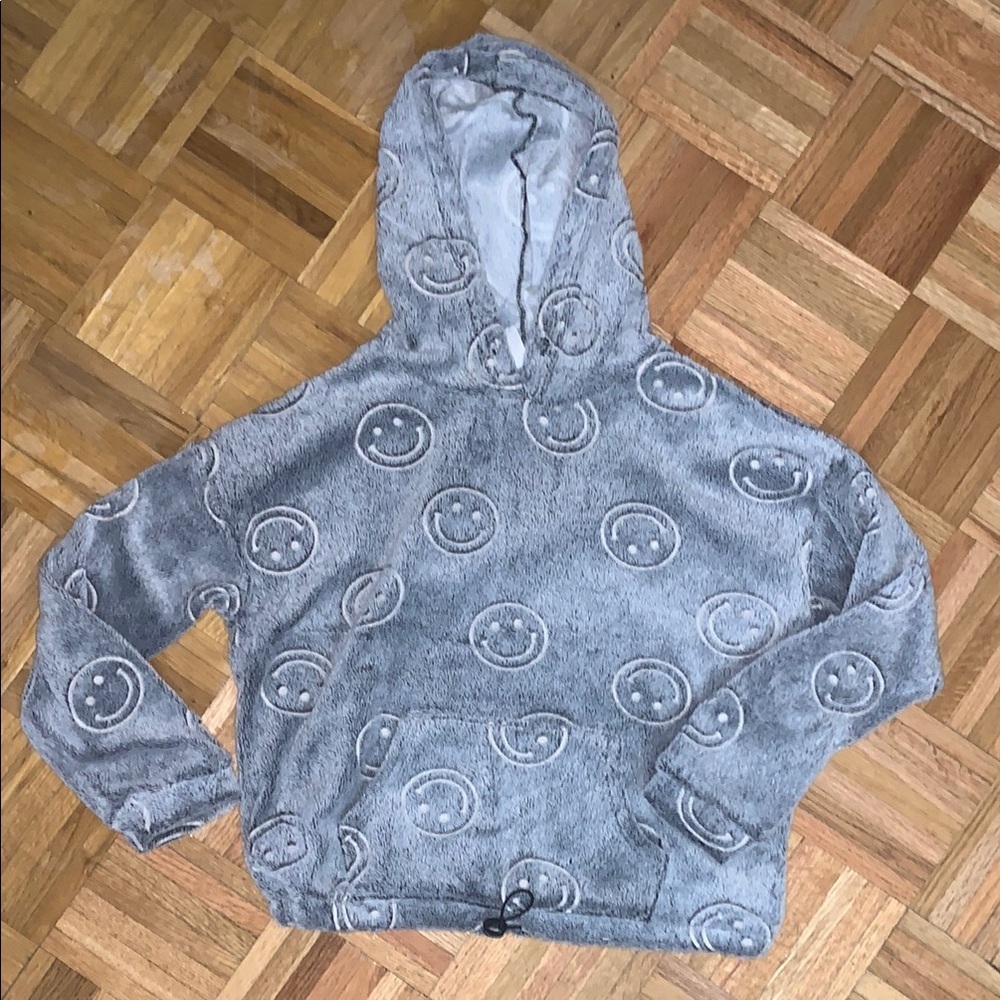 Kids Gray Hoodie w/ Smiley Faces - Kids Size Small - EUC!